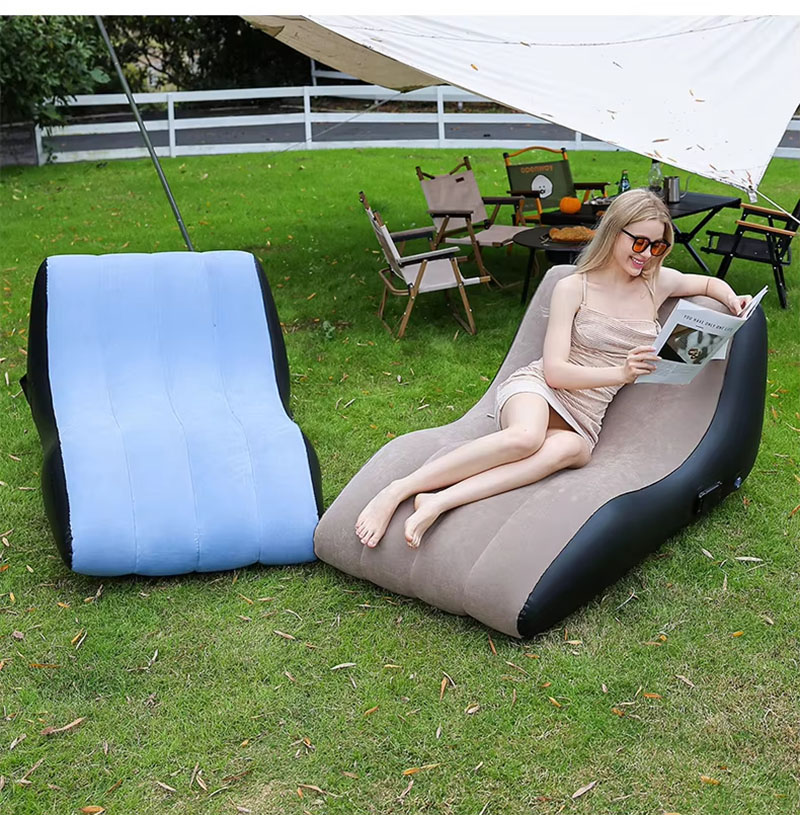 Deck Chair Lounger - เก้าอี้พักผ่อนเป่าลม, เก้าอี้โซฟาเป่าลมสำหรับชายหาด, โซฟาพักผ่อนสำหรับห้องนั่งเล่นในร่ม ห้องนอน, การเดินทางกลางแจ้ง