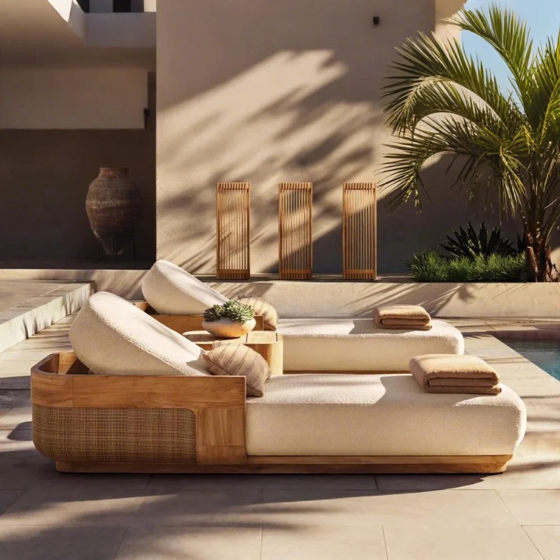 Outdoor Daybed Furniture - ชุดเก้าอี้ชายหาดและเตียงอาบแดด ซัน บีช เลาจน์ ชิร์ต แอนด์