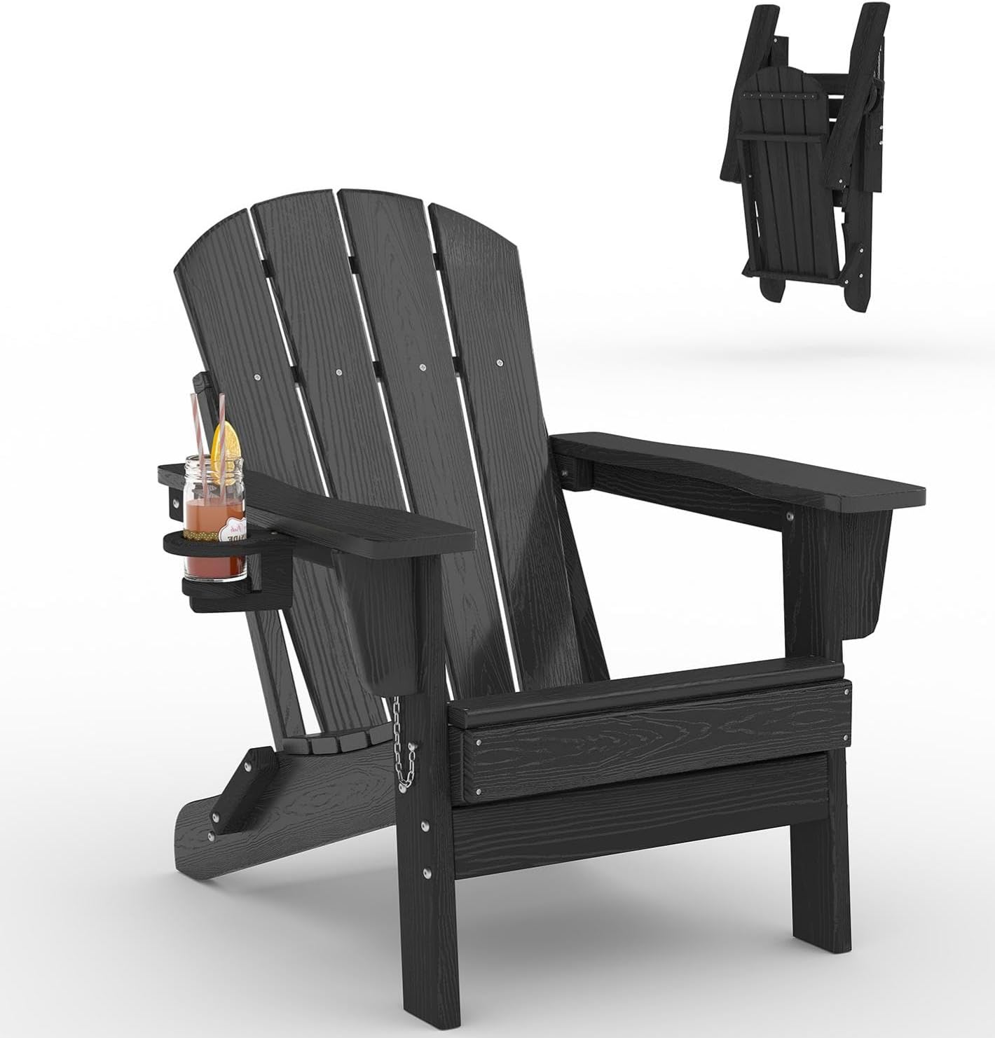 Deck Chair Lounger - เก้าอี้ Adirondack พับได้ ทำจากพลาสติก HDPE สำหรับใช้งานกลางแจ้ง