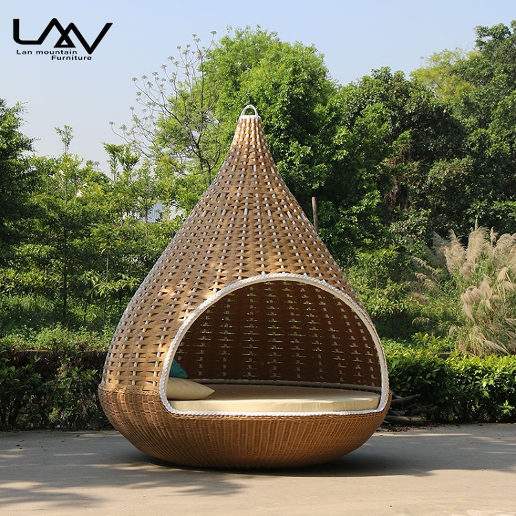 Outdoor Daybed Furniture - เฟอร์นิเจอร์สวนทันสมัย เก้าอี้แขวนรูปทรงรังนกสำหรับโรงแรม สระว่ายน้ำ ชายหาด ทำจากหวาย ใช้สำหรับนั่งเล่นกลางแจ้ง