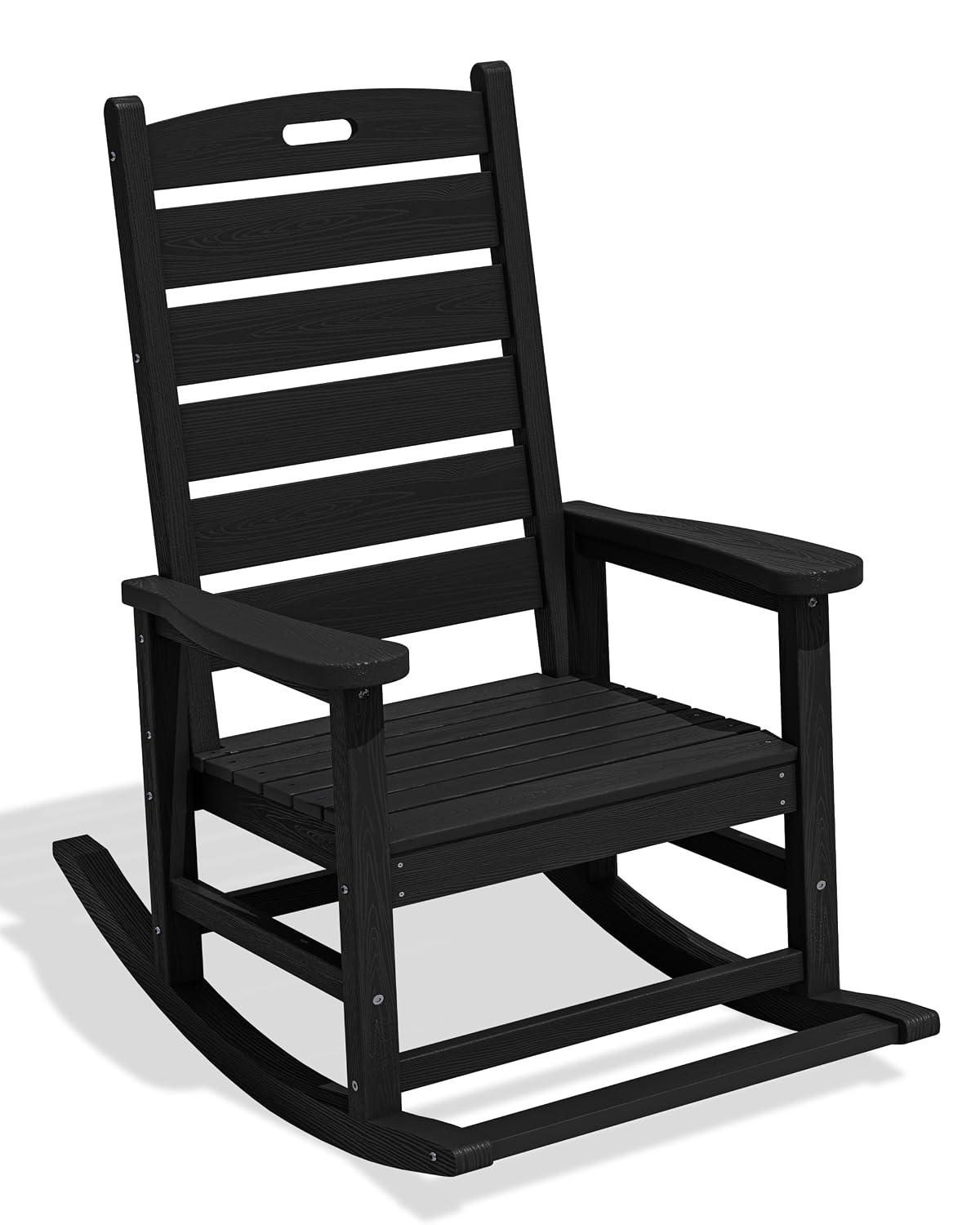 Deck Chair Lounger - เก้าอี้โยกกลางแจ้งขนาดใหญ่พร้อมที่วางเท้า ทำจาก HDPE ทนทุกสภาพอากาศ เหมาะสำหรับระเบียงเฉลียงหรือเฉลียงกลางแจ้ง รับน้ำหนักได้