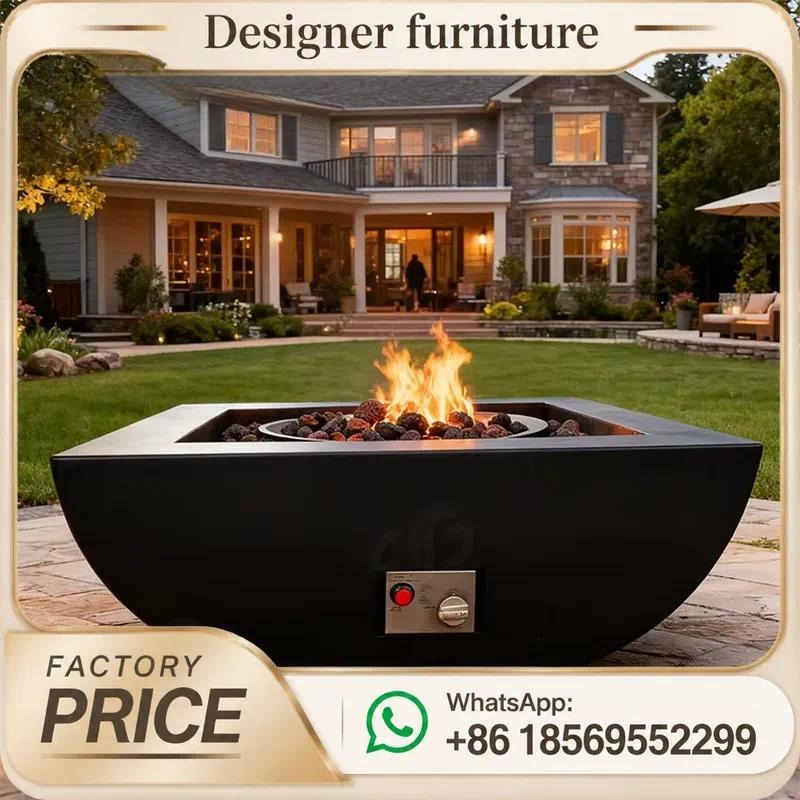 Outdoor Furniture With Fire Pit - โต๊ะเตาผิงแก๊สกลางแจ้งแบบสั่งทำพิเศษ เฟอร์นิเจอร์ลานเหล็กสำหรับให้ความอบอุ่นในสวนหลังบ้าน