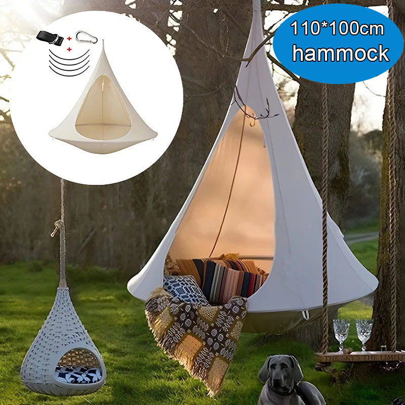 Outdoor Furniture For Cafe - เปลญวนกันน้ำสำหรับใช้งานกลางแจ้ง เก้าอี้แขวนคู่แบบ Cacoon รับน้ำหนักได้ 80 กก.