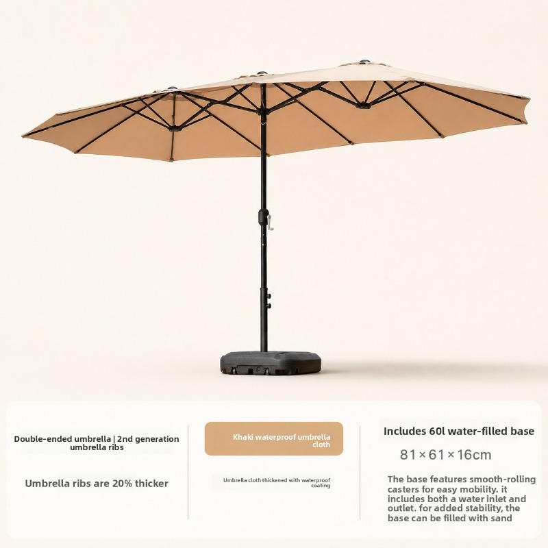 Outdoor Furniture With Umbrella - ร่มกันแดดกลางแจ้งขนาดใหญ่แบบสามหัว สำหรับลานบ้าน สวน ร้านค้า แคมป์ปิ้ง เฟอร์นิเจอร์กลางแจ้ง