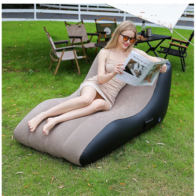 Deck Chair Lounger - เก้าอี้พักผ่อนเป่าลม, เก้าอี้โซฟาเป่าลมสำหรับชายหาด, โซฟาพักผ่อนสำหรับใช้ในห้องนั่งเล่น ห้องนอน, สำหรับการเดินทางกลางแจ้ง