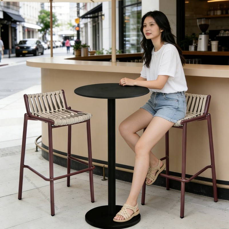 Outdoor Furniture For Cafe - เก้าอี้บาร์อลูมิเนียมอัลลอยด์กลางแจ้งสไตล์นอร์ดิก โมเดิร์น ระดับไฮเอนด์ สำหรับพักผ่อนกลางแจ้ง กันน้ำ เหมาะสำหรับร้านอาหาร