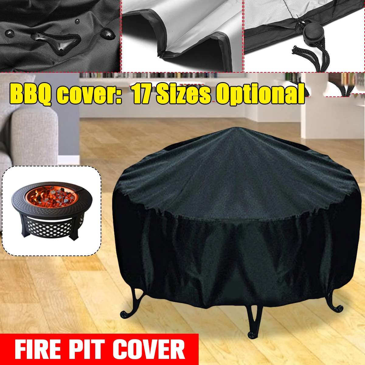 Outdoor Furniture With Fire Pit - กันน้ํา Patio Fire Pit Cover สีดํา