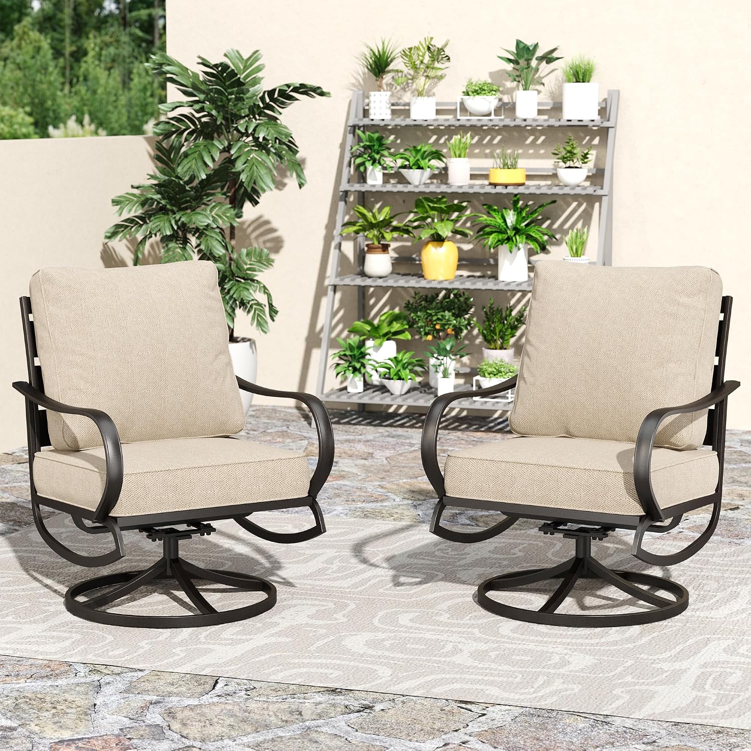 เก้าอี้สนามหมุนได้ 2 ตัว พร้อม - Deck Chair Lounger บทวิจารณ์และราคา
