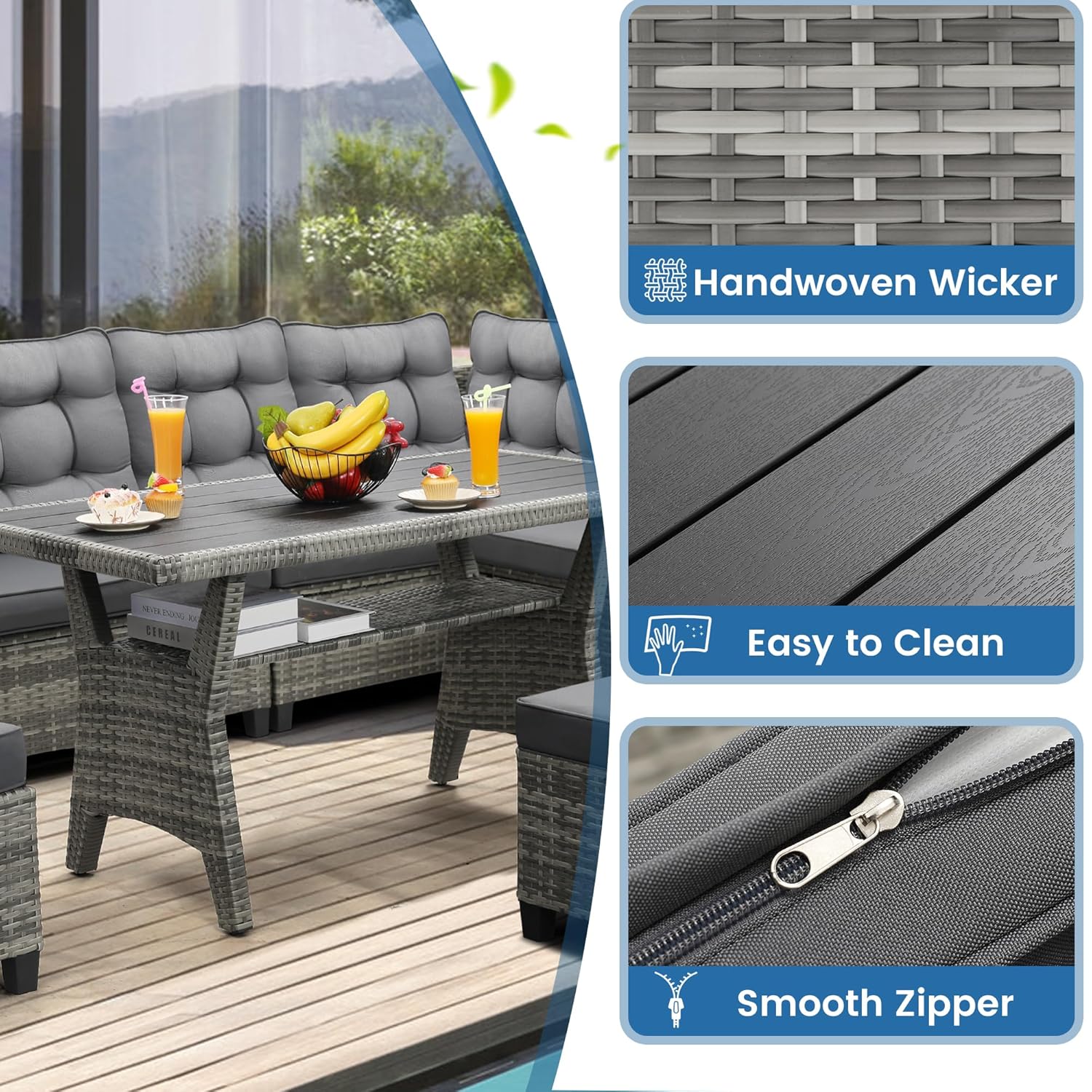 ชุดเฟอร์นิเจอร์ลานบ้าน 6 ชิ้น  - Outdoor Furniture Dining Set บทวิจารณ์และราคา