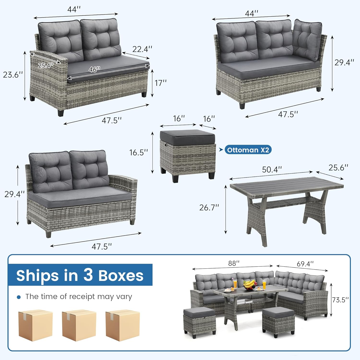 ชุดเฟอร์นิเจอร์ลานบ้าน 6 ชิ้น  - Outdoor Furniture Dining Set บทวิจารณ์และราคา