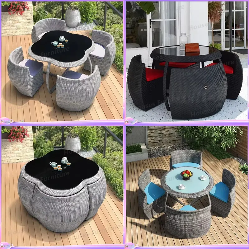 ชุดโต๊ะรับประทานอาหารหวายกลางแ - Outdoor Furniture Dining Set บทวิจารณ์และราคา