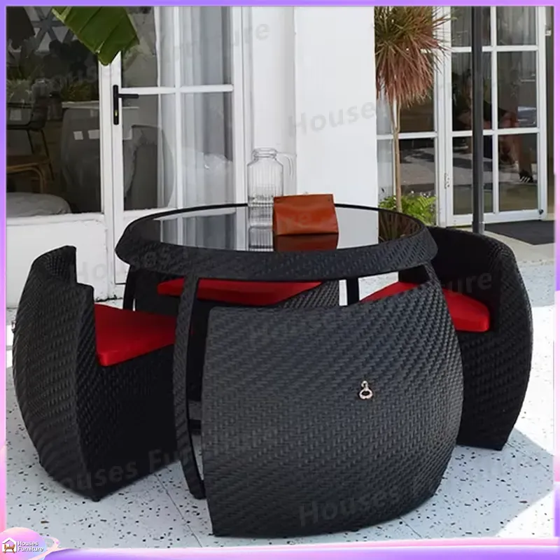 ชุดโต๊ะรับประทานอาหารหวายกลางแ - Outdoor Furniture Dining Set บทวิจารณ์และราคา