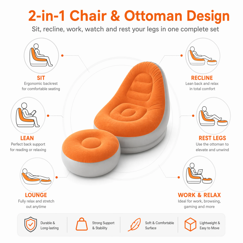 ชุดโซฟาเป่าลมแบบพับได้พร้อมที่ - Outdoor Furniture Bali บทวิจารณ์และราคา