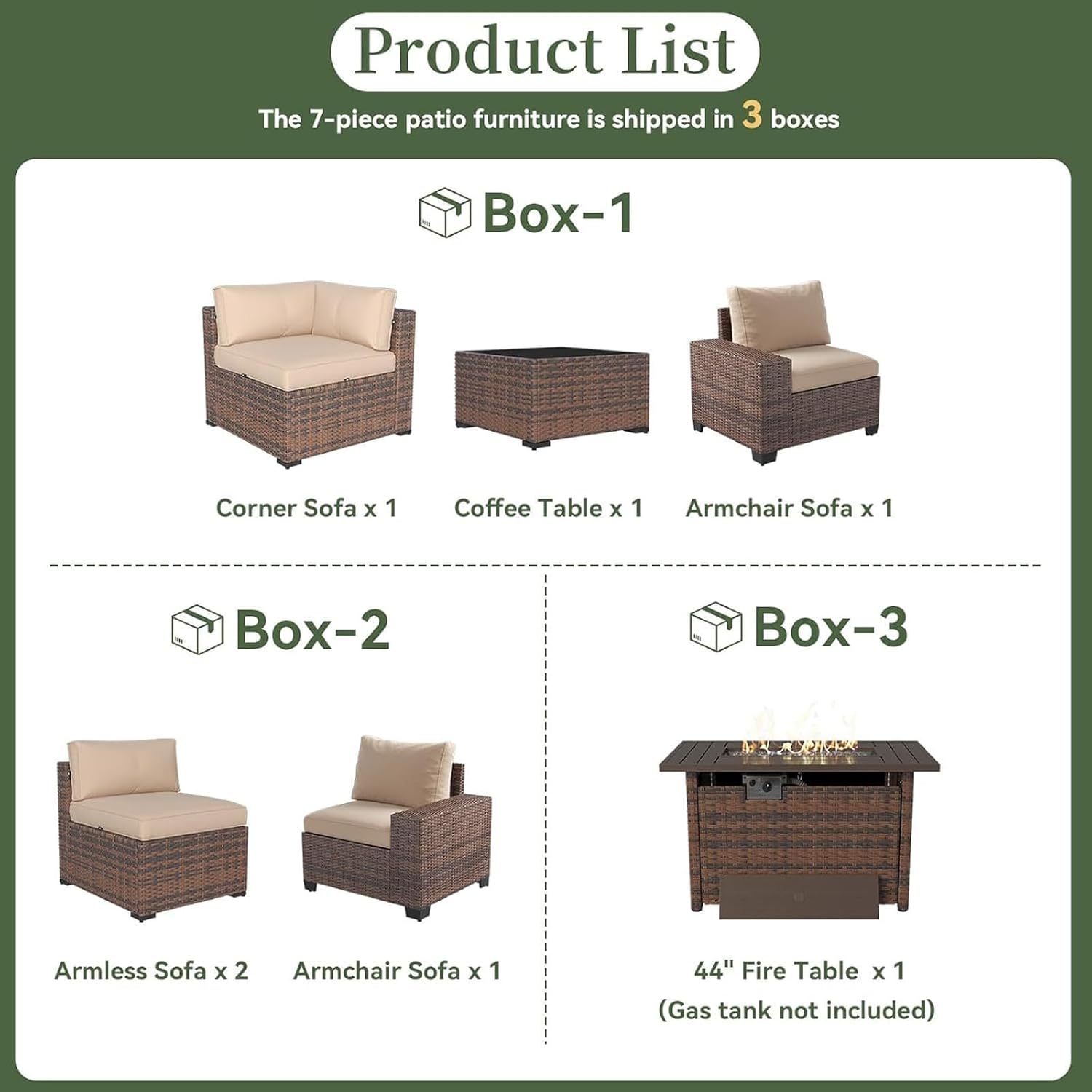 ชุดเฟอร์นิเจอร์ลานบ้าน 7 ชิ้น  - Outdoor Furniture With Fire Pit บทวิจารณ์และราคา