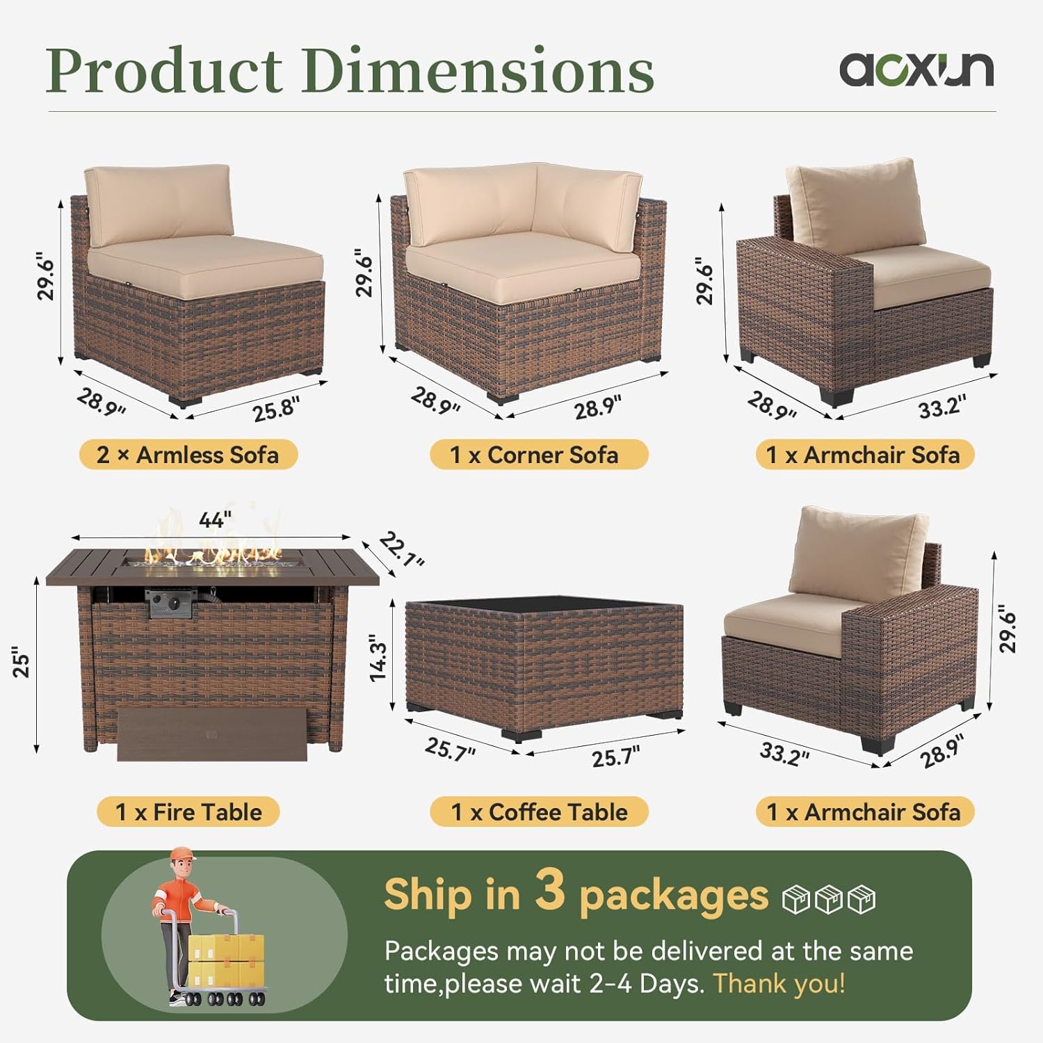 ชุดเฟอร์นิเจอร์ลานบ้าน 7 ชิ้น  - Outdoor Furniture With Fire Pit บทวิจารณ์และราคา