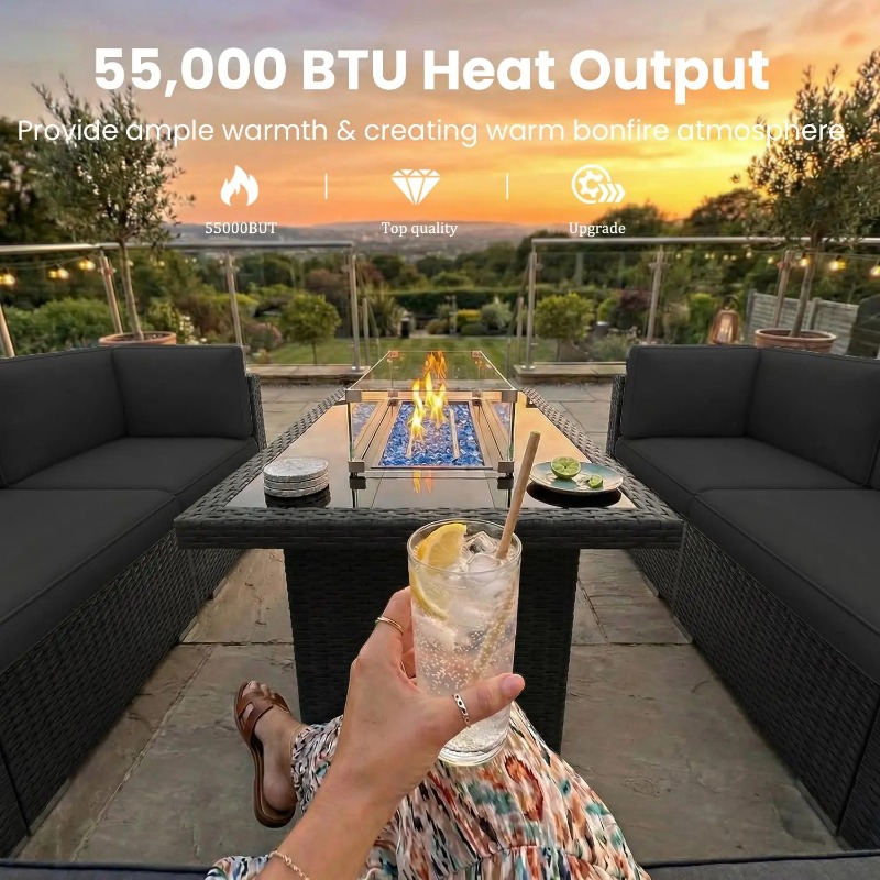 ชุดโซฟาหวายสำหรับลานกลางแจ้ง 8 - Outdoor Furniture With Fire Pit บทวิจารณ์และราคา