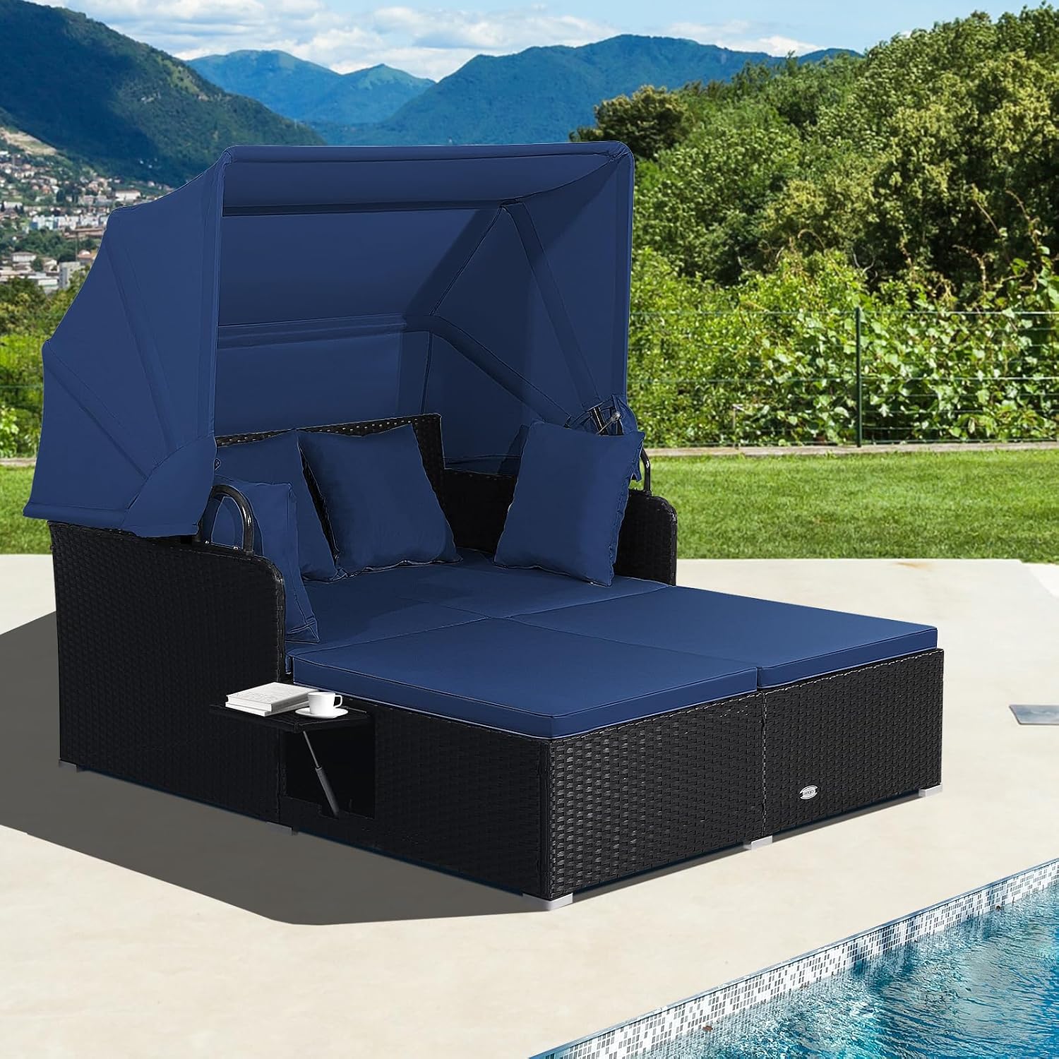 เตียงนอนกลางแจ้งพร้อมหลังคาพับ - Outdoor Daybed Furniture บทวิจารณ์และราคา