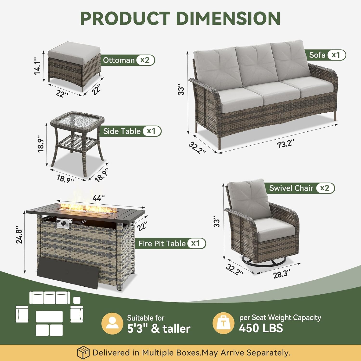ชุดเฟอร์นิเจอร์หวาย 7 ชิ้น พร้ - Outdoor Furniture With Fire Pit บทวิจารณ์และราคา